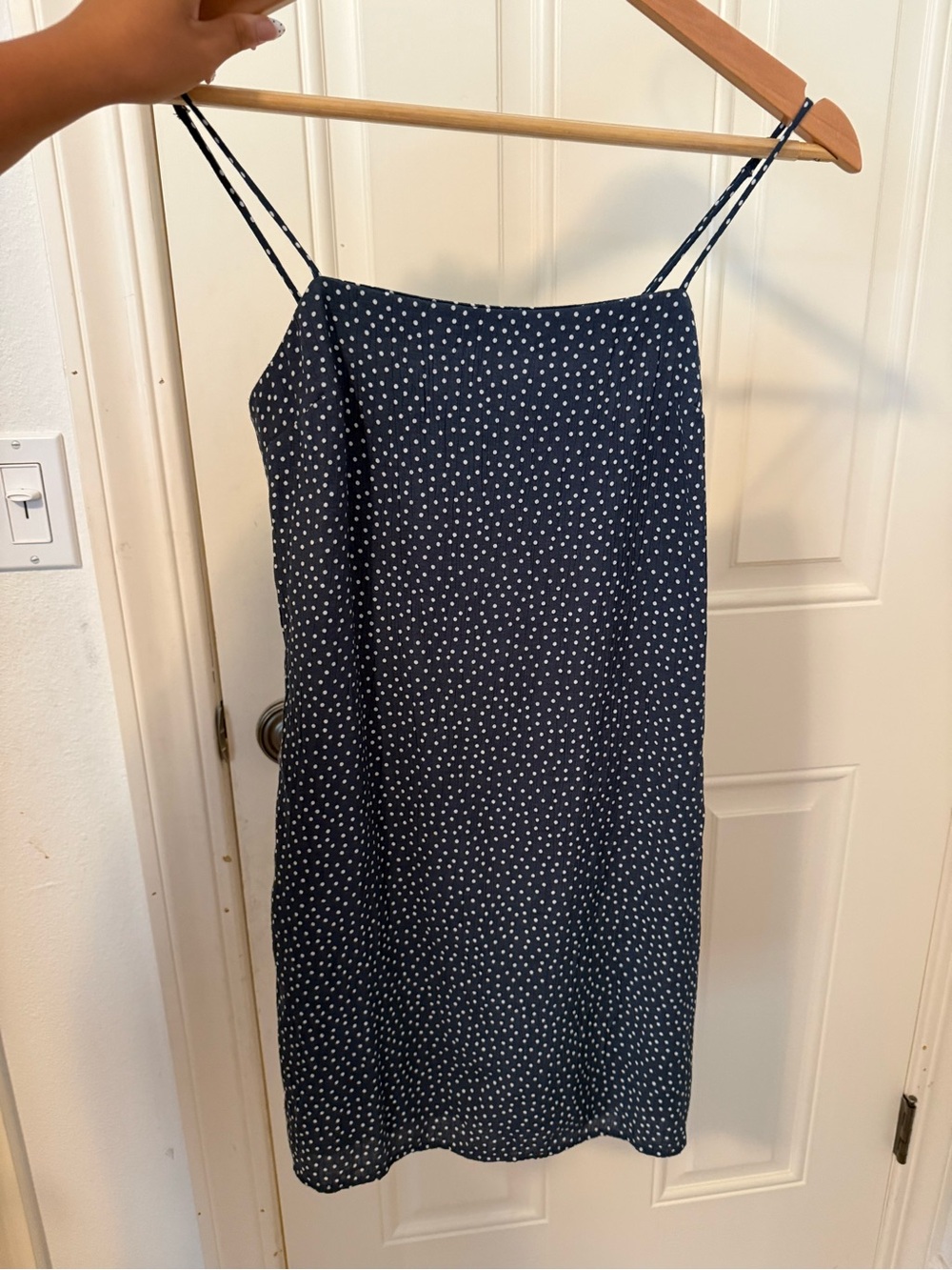 Abercrombie Navy Polka Dot Spaghetti Strap Mini Dress